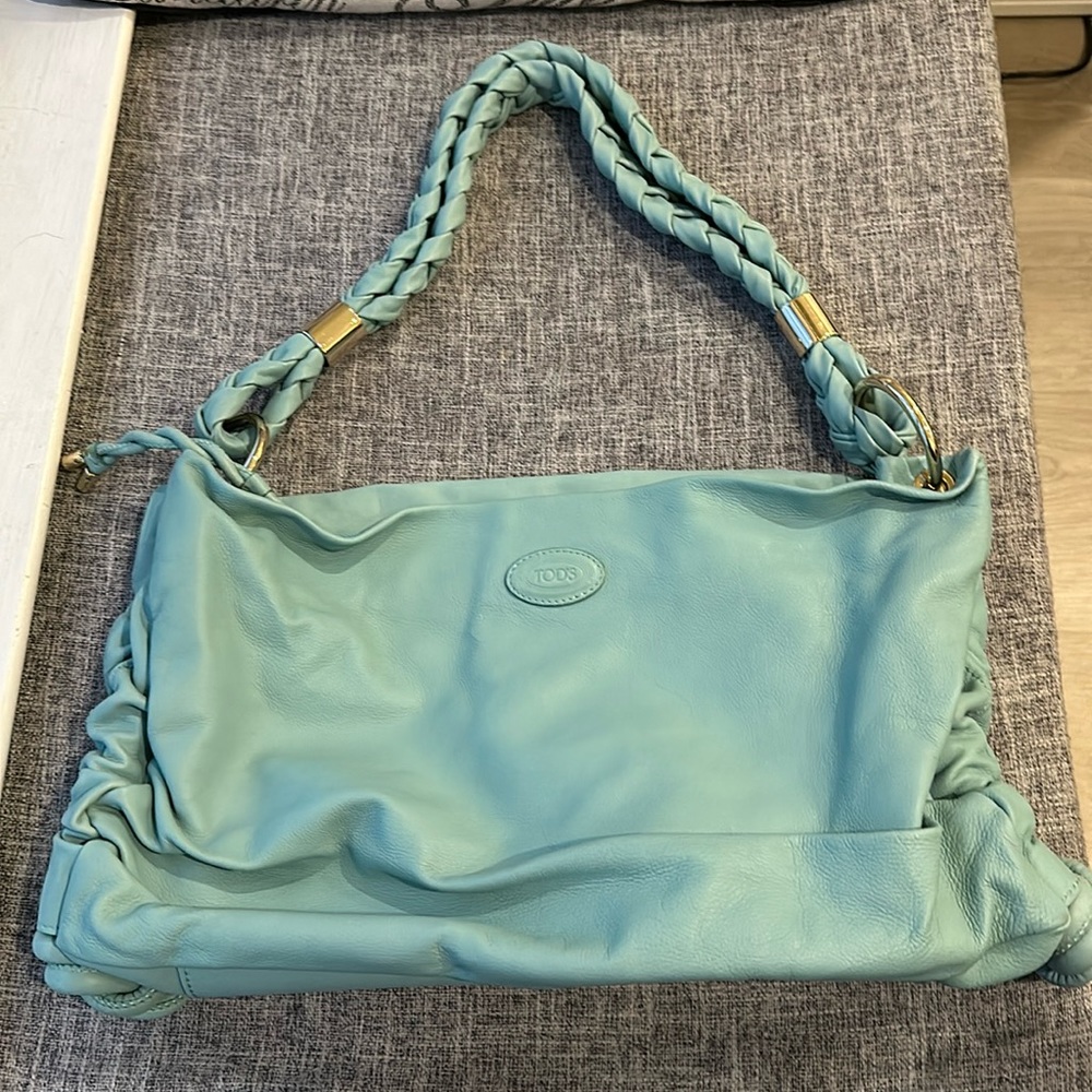 TOD'S Aqua Leather Softy Shoulder Bag